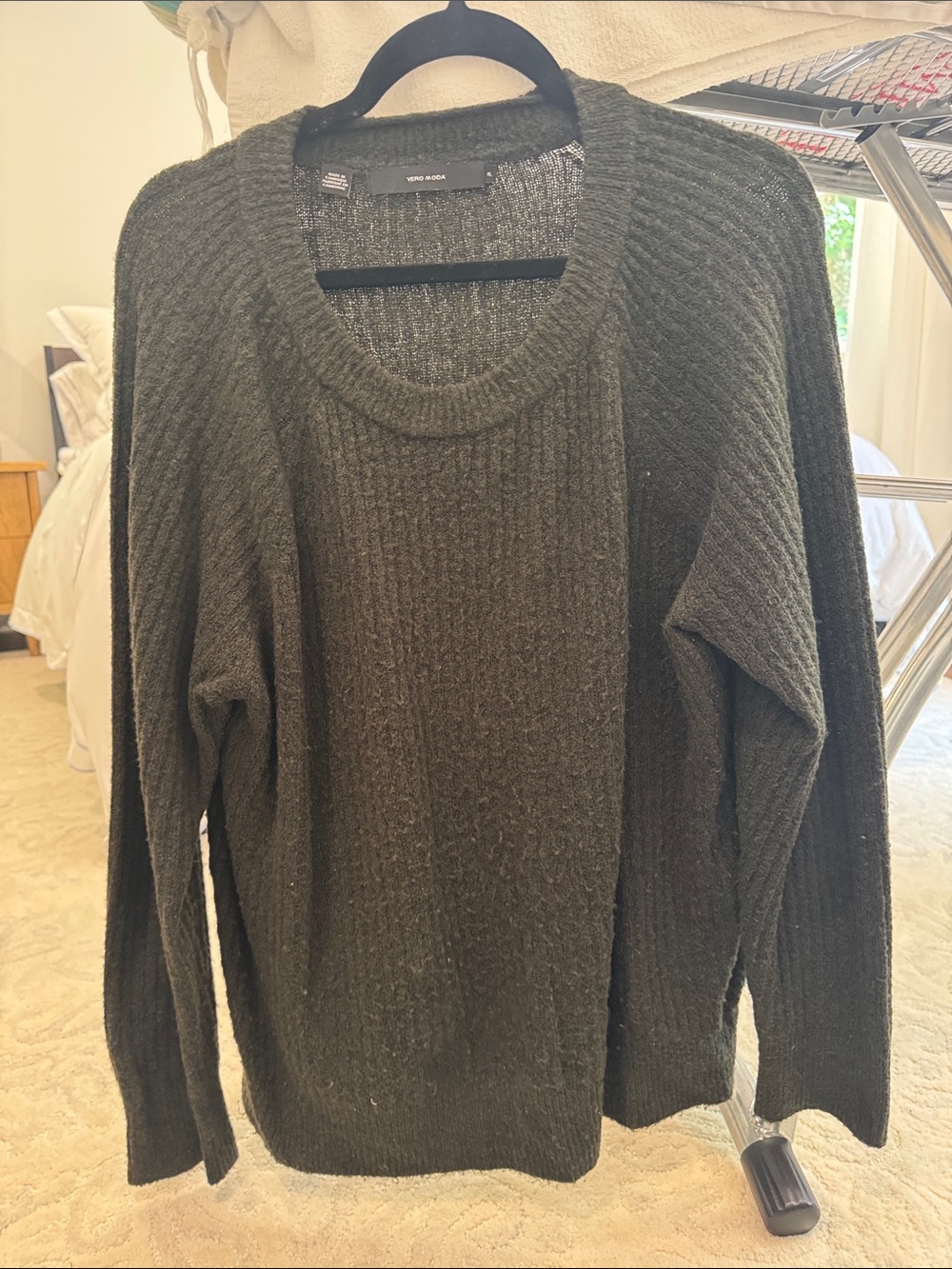 Vero Moda Dark Green Ribbed Crew Neck Sweater
